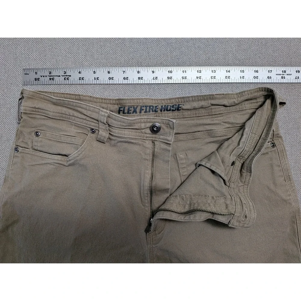 Duluth Men's Flex Fire Hose Pants 36x30 Desert Khaki Cotton Stretch Workwear